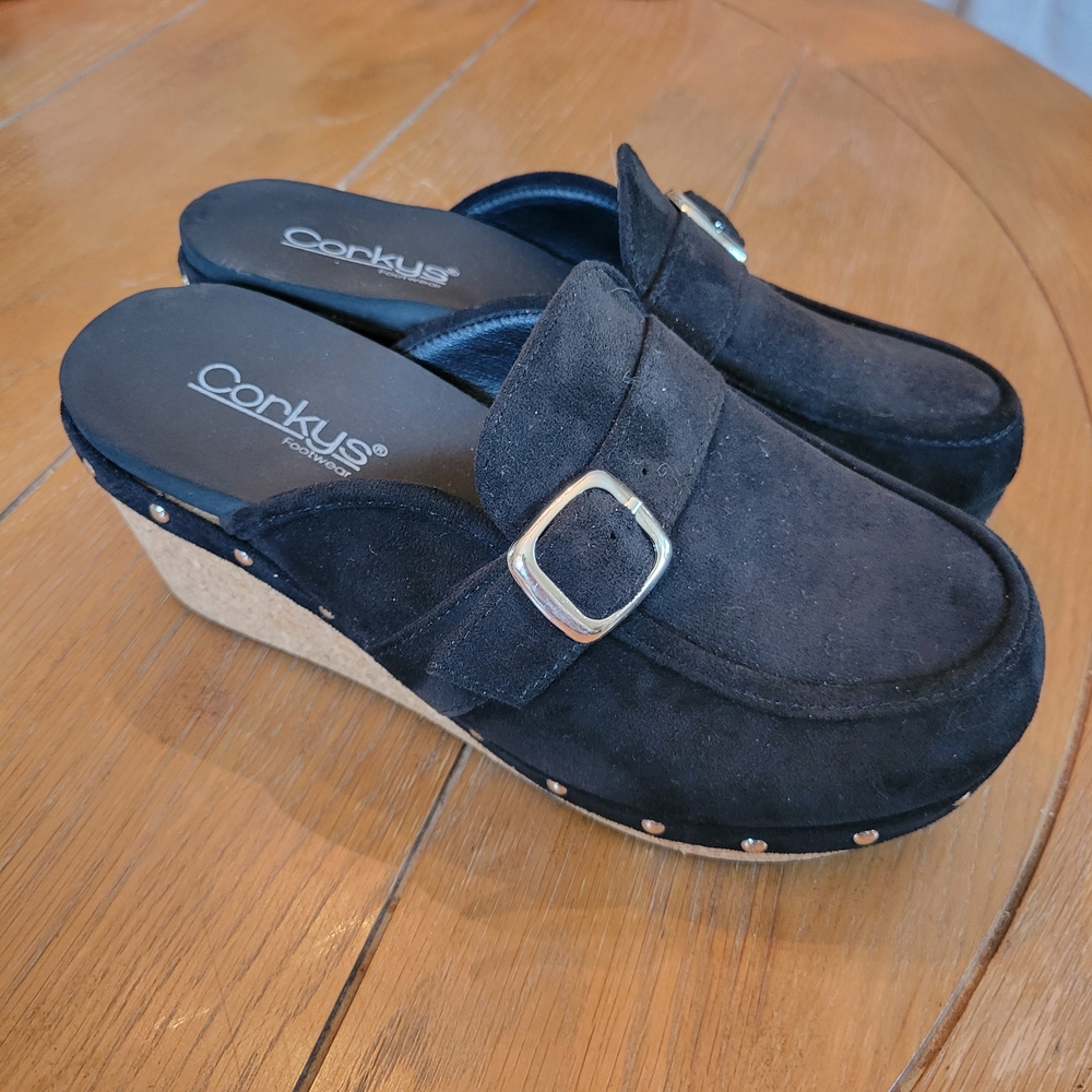 Corkys Black Women's Wedge Clogs
